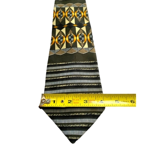 Pierre Balmain Tie Paris Silk Hand Made Tipp Bar Tac Pull String 58x4 Black Gold - Picture 8 of 10
